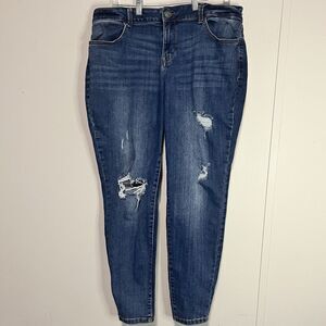 Maurices Distressed Skinny Jeans Women's XL-REG Blue Mid Rise Cotton Blend